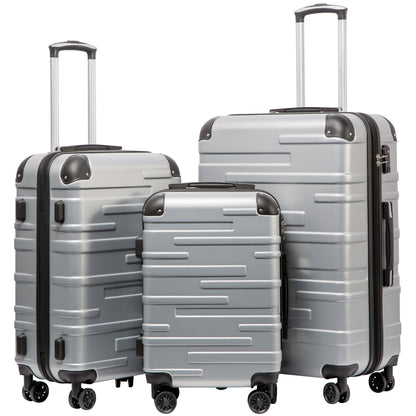 Coolife Hardside ABS Luggage, TSA Lock, Spinner Wheels, 3-Piece Set