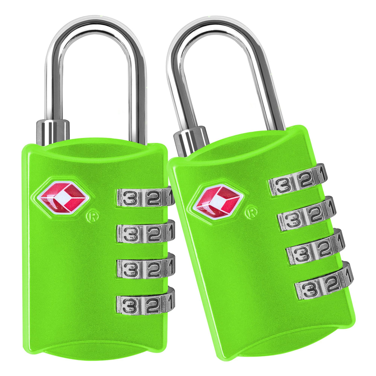 TSA Locks for Luggage, 2-Pc Durable Steel Padlock, Keyless Easy to Read 4-Digit Combination Lock for Backpacks, Travel Suitcases, Toolbox, Filing Cabinets, Baggage & Gym Locker, Black