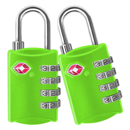 TSA Locks for Luggage, 2-Pc Durable Steel Padlock, Keyless Easy to Read 4-Digit Combination Lock for Backpacks, Travel Suitcases, Toolbox, Filing Cabinets, Baggage & Gym Locker, Black