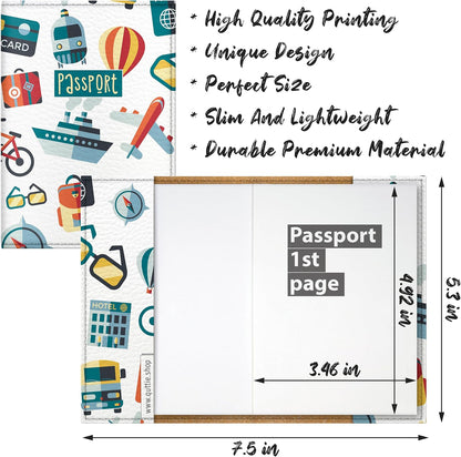 Passport Cover for Kids, Women and Men, Cute Travel Passport Holder (Tourist Pattern)