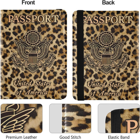 ALAZA Passport Holder, USA Leopard Passport Cover Travel Wallet with Credit Card Slots Rfid Wallet Waterproof Documents Organizer Women Men
