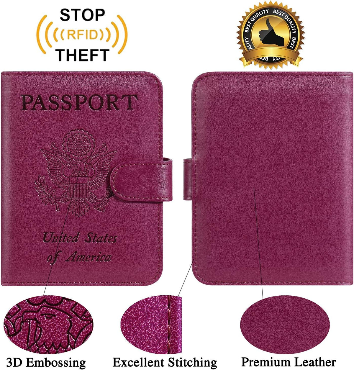 Passport Holder Cover Wallet RFID Blocking, Travel Essentials