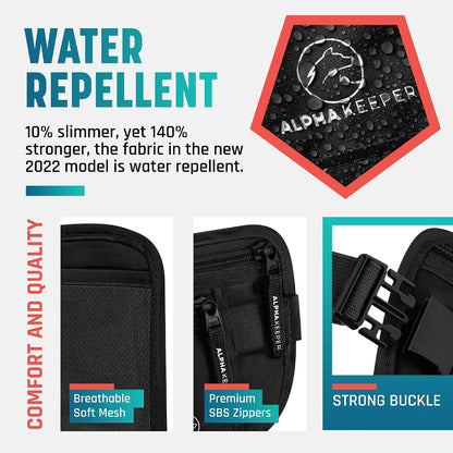 Alpha Keeper Money Belt for Travel Men Women Hidden RFID Passport Holder