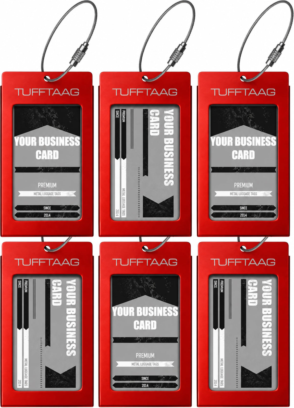 Luggage Tags Business Card Holder by TUFFTAAG - Durable Travel ID Bag Tag, Gunmetal, 2 Tags