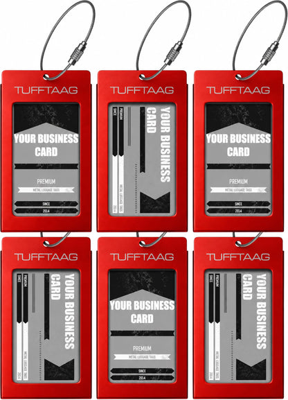 Luggage Tags Business Card Holder by TUFFTAAG - Durable Travel ID Bag Tag, Gunmetal, 2 Tags