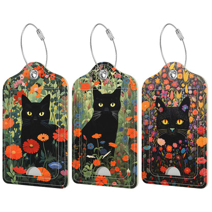 Rimilak 3 Pcs PU Leather Luggage Tags with Privacy Flap, Name ID Label