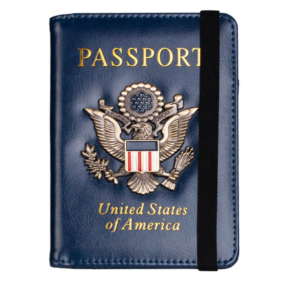 TOURSUIT RFID Blocking Passport Holder, Leather Travel Wallet, Dark Blue