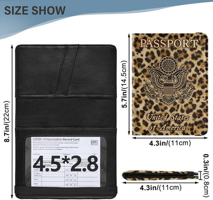 ALAZA Passport Holder, USA Leopard Passport Cover Travel Wallet with Credit Card Slots Rfid Wallet Waterproof Documents Organizer Women Men