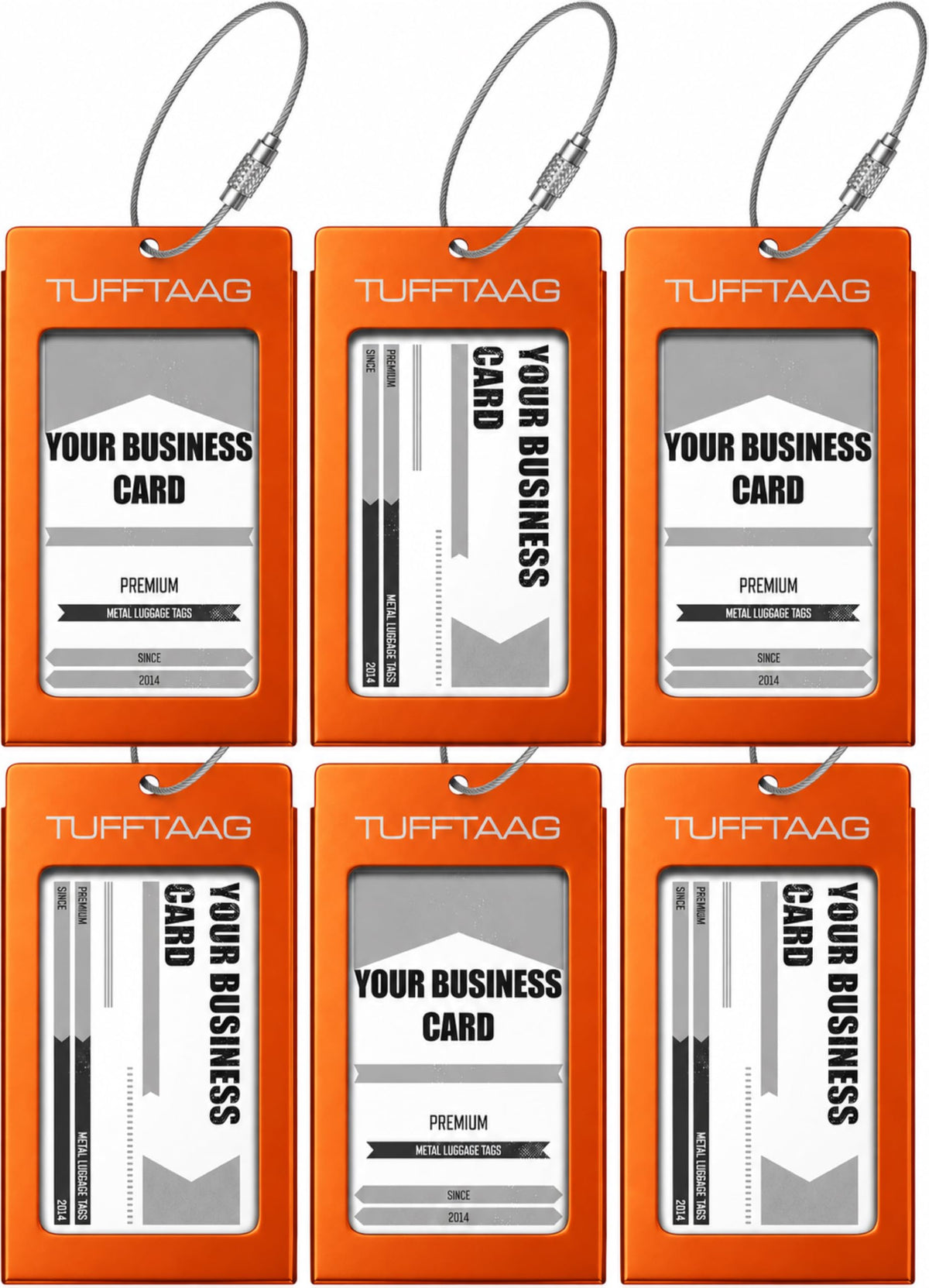 Luggage Tags Business Card Holder by TUFFTAAG - Durable Travel ID Bag Tag, Gunmetal, 2 Tags