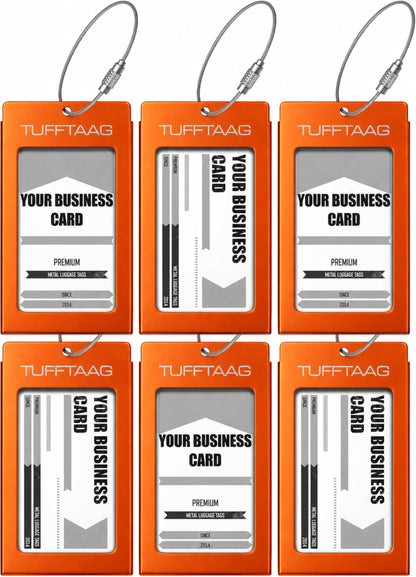 Luggage Tags Business Card Holder by TUFFTAAG - Durable Travel ID Bag Tag, Gunmetal, 2 Tags