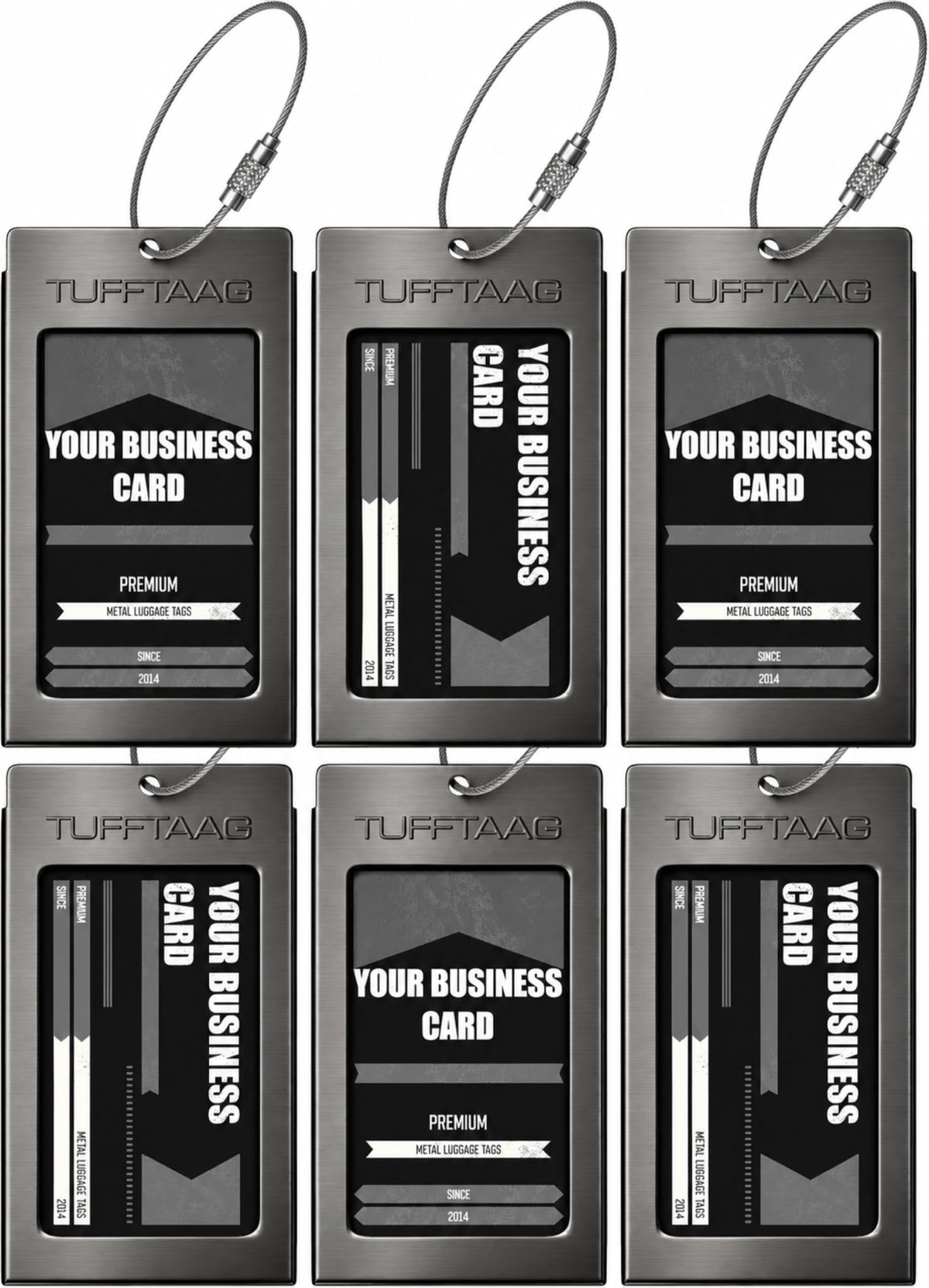Luggage Tags Business Card Holder by TUFFTAAG - Durable Travel ID Bag Tag, Gunmetal, 2 Tags