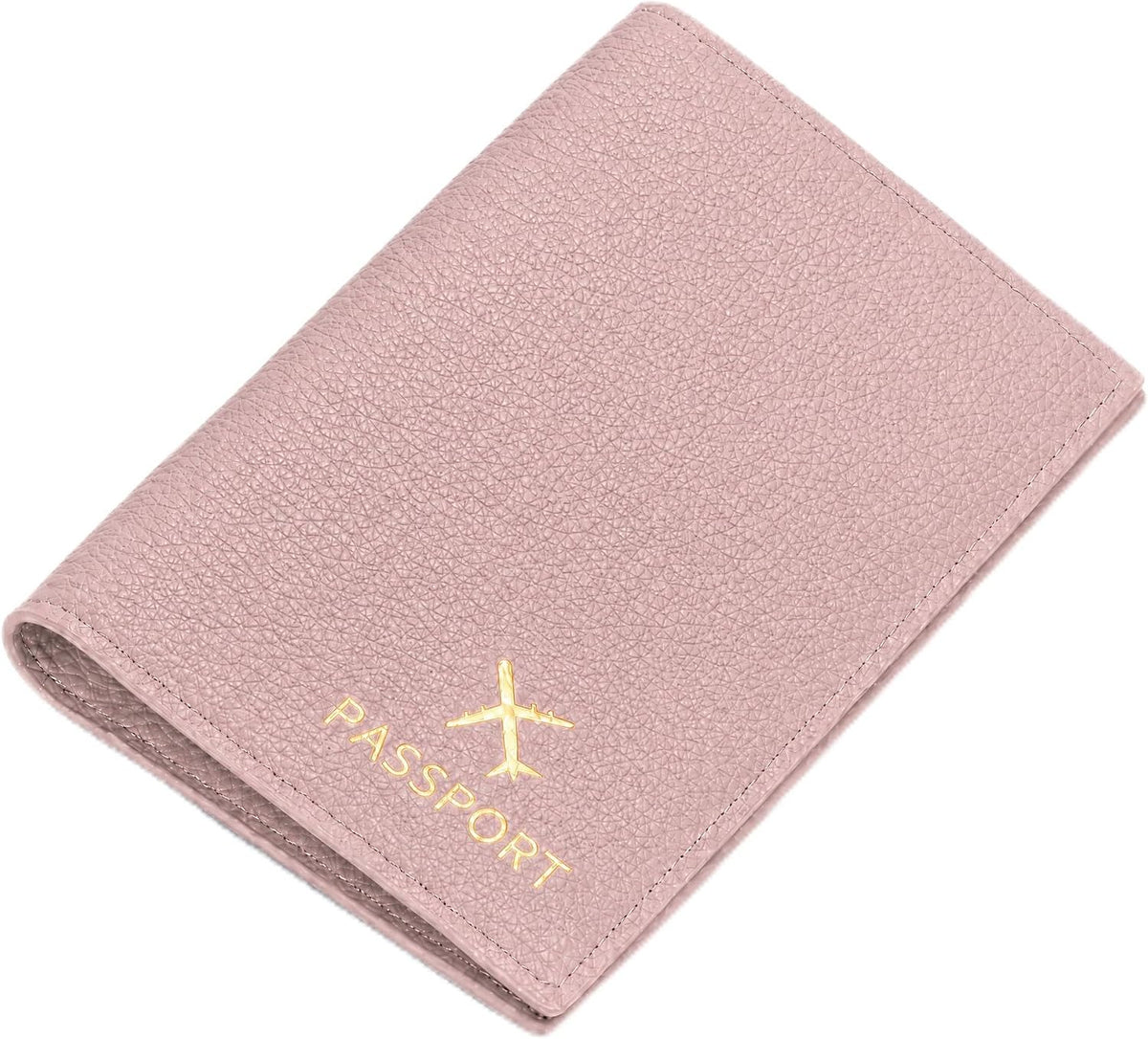 Genuine Leather Passport Holder, Litchi Grain Cowhide Slim Travel Passport Wallet with Card Slots Fold Cover Design for Men & Women