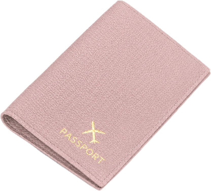 Genuine Leather Passport Holder, Litchi Grain Cowhide Slim Travel Passport Wallet with Card Slots Fold Cover Design for Men & Women