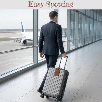 Airkit 2 Pack Genuine Leather Luggage Tags, TSA Approved Suitcase Tags