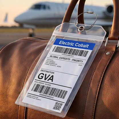 5 Pack Cruise Luggage Tag Holders, Clear PVC, 10.3" x 6", Heavy Duty with Steel Cable Loops, Waterproof
