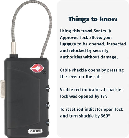 ABUS 148TSA/30 TSA Cable Combination Lock for Hard Cases, Luggage
