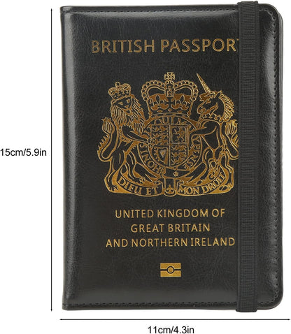 Britain Passport Cover Passport Holder Cover Leather Passport Holder UK Passport Cover for Passport, Business Cards, Credit Cards, Boarding Passes