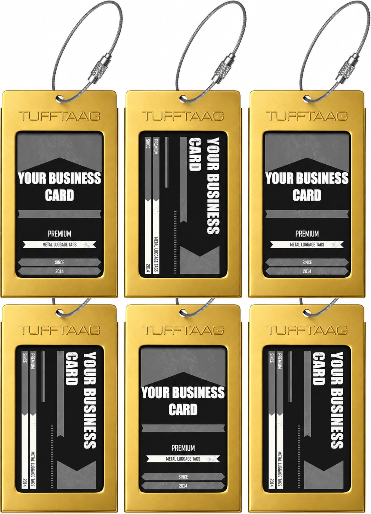 Luggage Tags Business Card Holder by TUFFTAAG - Durable Travel ID Bag Tag, Gunmetal, 2 Tags