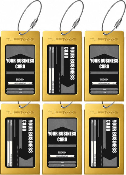 Luggage Tags Business Card Holder by TUFFTAAG - Durable Travel ID Bag Tag, Gunmetal, 2 Tags