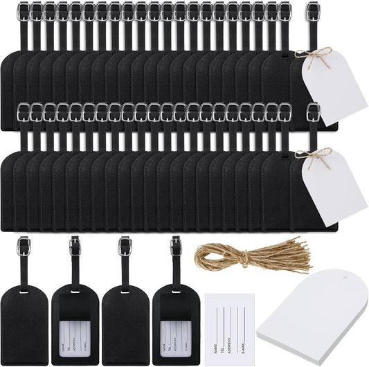 Amylove 48 Sets Leather Luggage Tags Wedding Favor Luggage Tag