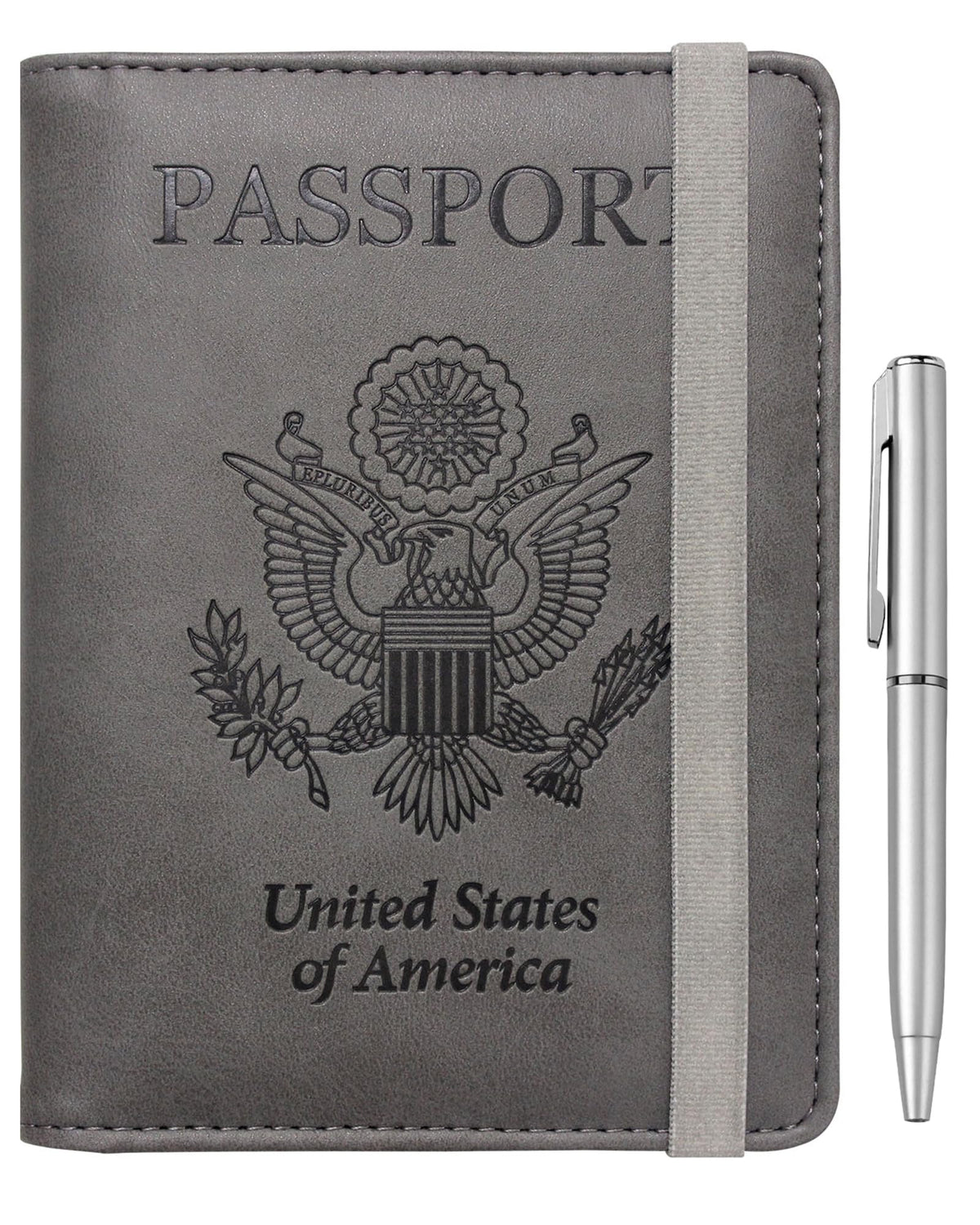WALNEW Passport Holder for Travel, RFID Passport Cover Wallet for Women Men, PU Leather Passport Book Card Holder Case with Pen, Travelling Essentials for Flying