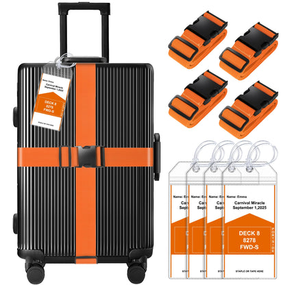 Gostwo 8 Pack Luggage Straps and Tags Set - 4 Straps, 4 Tags, Suitcase Belt
