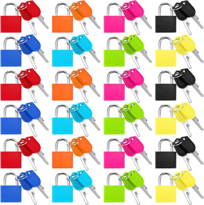 24 Pcs Multicolor Small Luggage Locks with Keys, Mini Locker Lock, Metal Suitcase Locks, Plastic-Covered Copper Keyed Padlock for Locker, Suitcase, Boxes (8 Colors)
