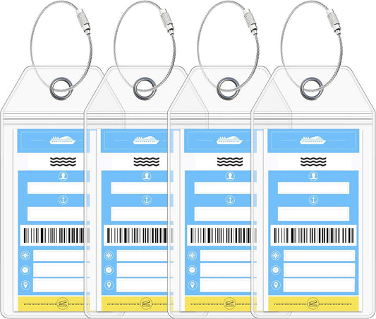 Cruise On NCL Luggage Tag Holders 4 Pack, NCL Cruise Tags, Clear