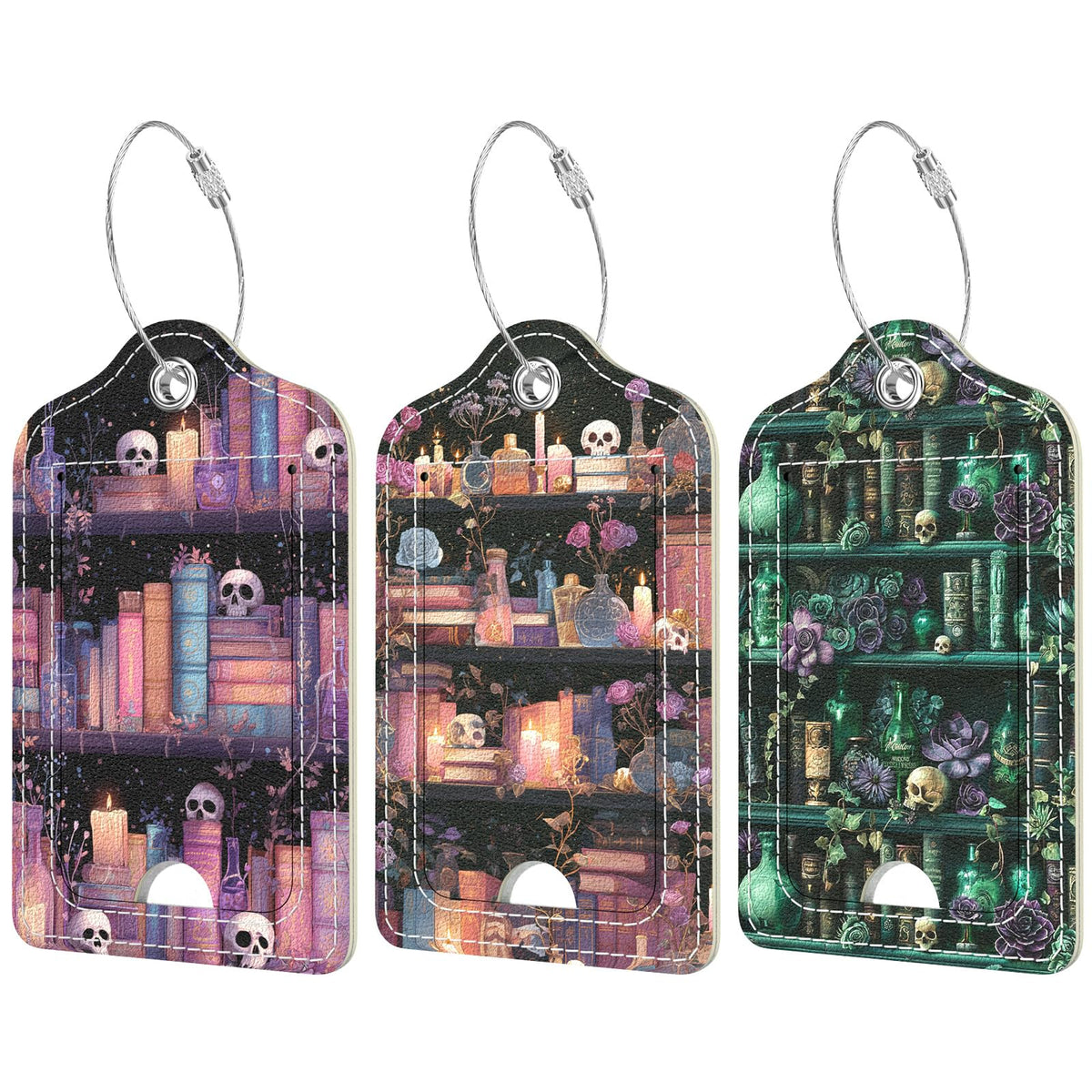 Rimilak 3 Pcs PU Leather Luggage Tags with Privacy Flap, Name ID Label