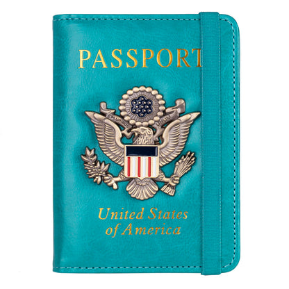 TOURSUIT RFID Blocking Passport Holder, Leather Travel Wallet, Dark Blue
