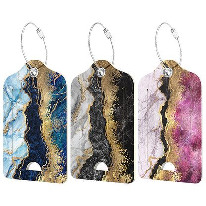 Rimilak 3 Pcs PU Leather Luggage Tags with Privacy Flap, Name ID Label