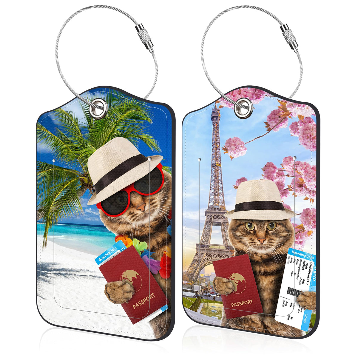 Mesmerizing Mountain Lake Scenery Luggage Tag for Suitcase 2 Pack Leather Luggage Tag with Privacy Flap Name ID Label and Metal Loop for Women Men Travel
