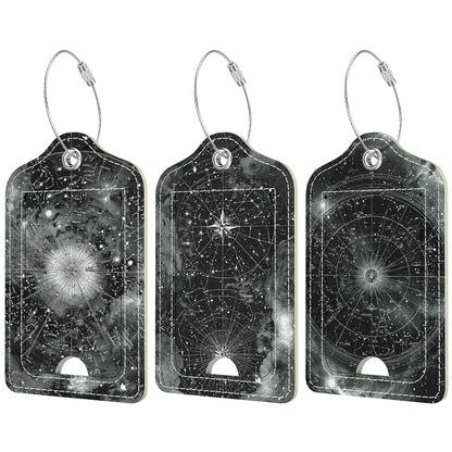 Rimilak 3 Pcs PU Leather Luggage Tags with Privacy Flap, Name ID Label