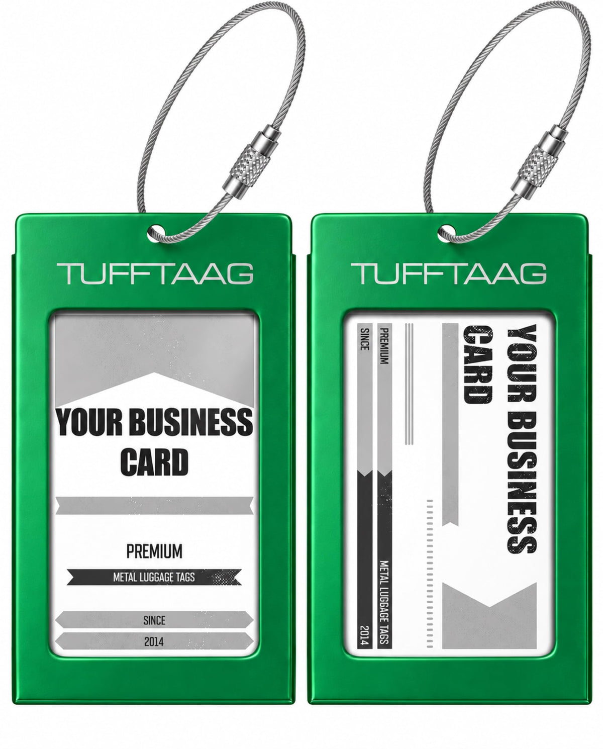 Luggage Tags Business Card Holder by TUFFTAAG - Durable Travel ID Bag Tag, Gunmetal, 2 Tags