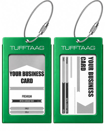 Luggage Tags Business Card Holder by TUFFTAAG - Durable Travel ID Bag Tag, Gunmetal, 2 Tags