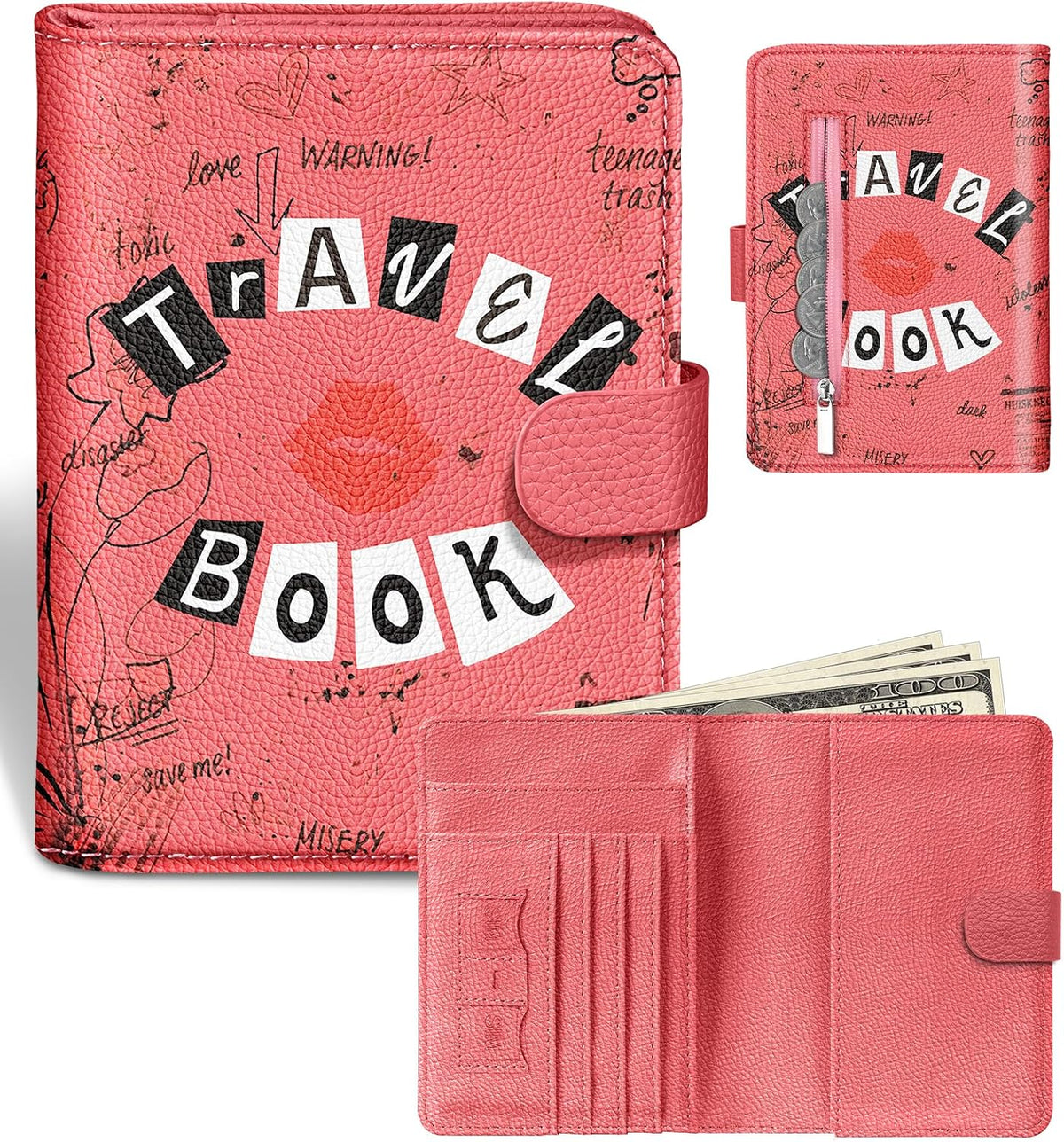 Slohif Passport Holder Cover Wallet Case for Travel Women - Leather RFID Blocking Passport Book Multiple Personalized Organizer Slim Portable Carrier Card Slots Protector Sleeve Stamp