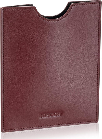 HISCOW Minimalist Leather Passport Sleeve, Slim Holder, Wine Red