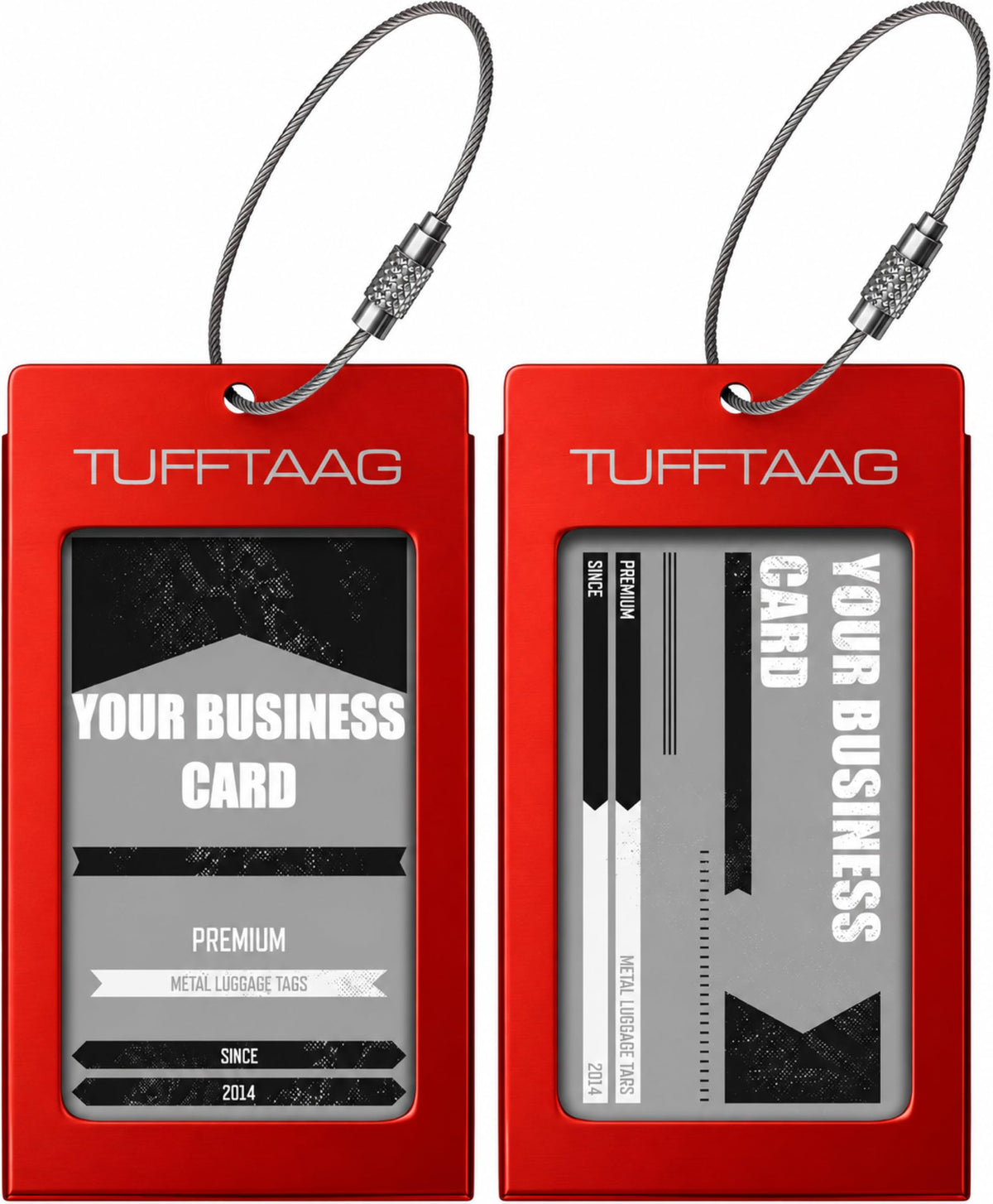 Luggage Tags Business Card Holder by TUFFTAAG - Durable Travel ID Bag Tag, Gunmetal, 2 Tags