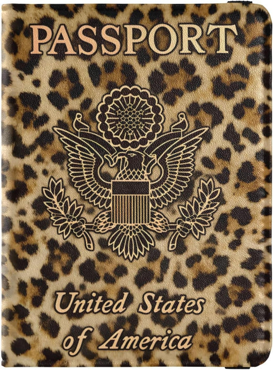 ALAZA Passport Holder, USA Leopard Passport Cover Travel Wallet with Credit Card Slots Rfid Wallet Waterproof Documents Organizer Women Men