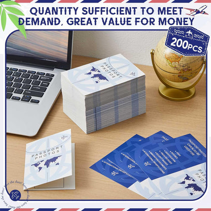 200 Pcs Thick Passport Photo Holder 5.31 x 3.54 Inches Passport Picture Folders with Compartment for 2 x 2 Print, Picture Display Safely for Office, Customers Deliver Pictures, Travel