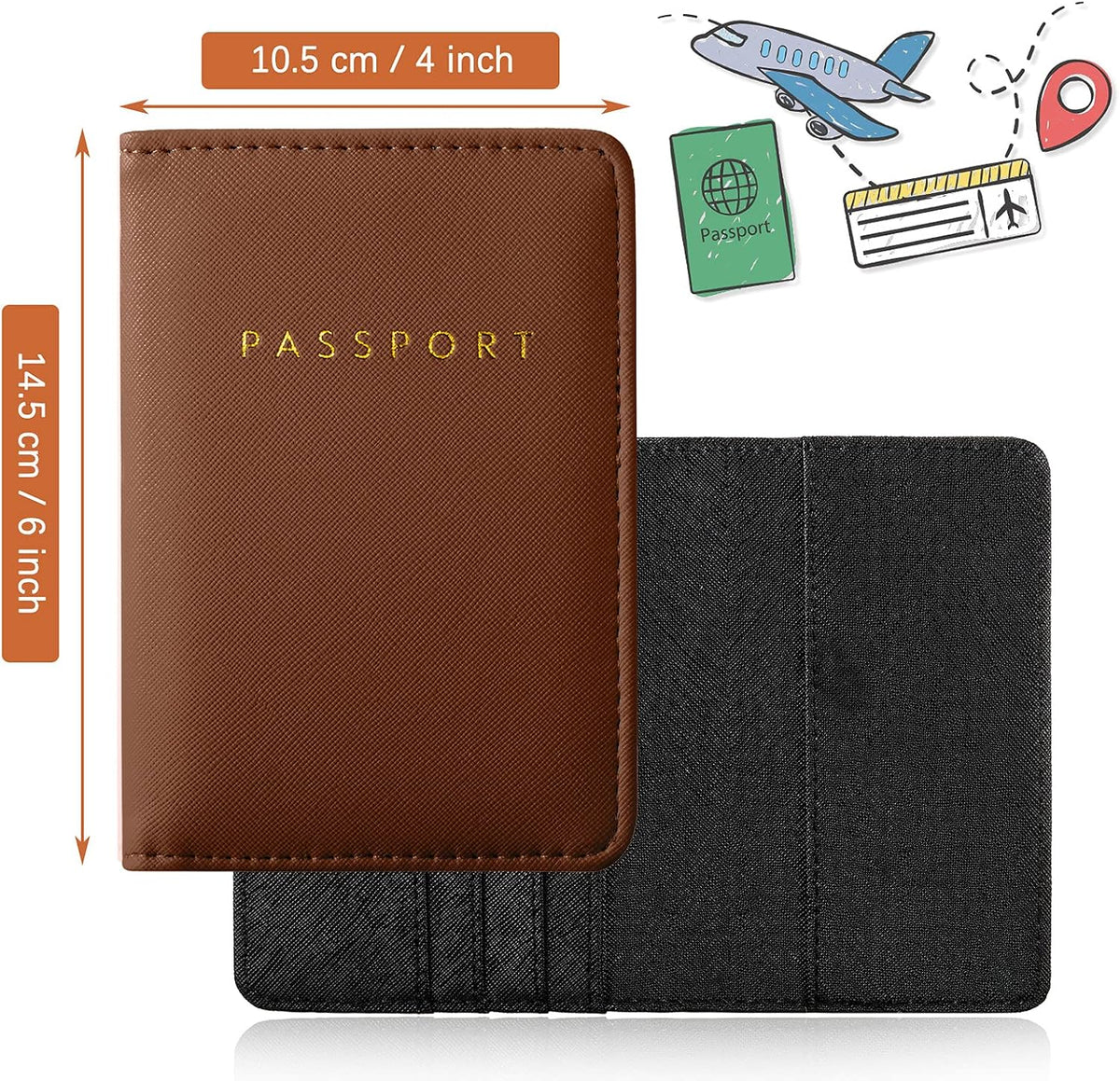 Frienda 2 Pcs Passport Holder Covers Waterproof Leather