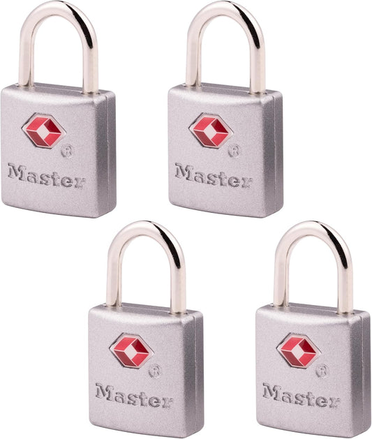 Master Lock TSA Luggage Lock Keyed Alike, Brass and Nickel, 4-Pack 4683Q