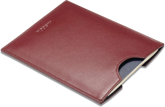HISCOW Minimalist Leather Passport Sleeve, Slim Holder, Wine Red