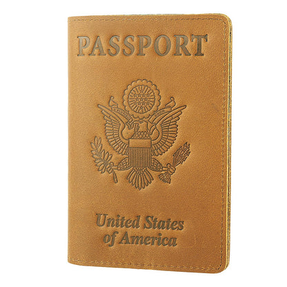 Genuine Leather Passport Holder Travel Wallet RFID Passport Cover Case for Women Men (Black)