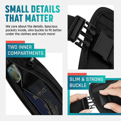 Alpha Keeper Money Belt for Travel Men Women Hidden RFID Passport Holder