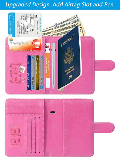 Airtag Passport Holder Cover Wallet RFID Blocking, Travel Essentials