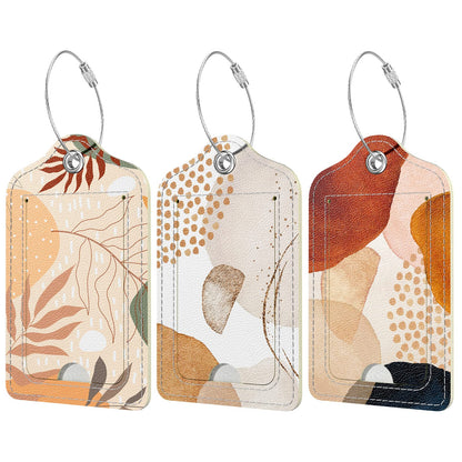 Rimilak 3 Pcs PU Leather Luggage Tags with Privacy Flap, Name ID Label