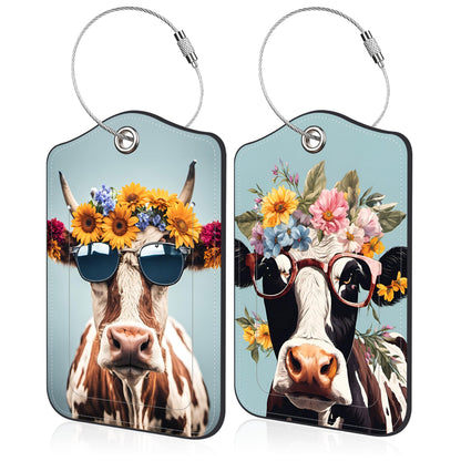Mesmerizing Mountain Lake Scenery Luggage Tag for Suitcase 2 Pack Leather Luggage Tag with Privacy Flap Name ID Label and Metal Loop for Women Men Travel