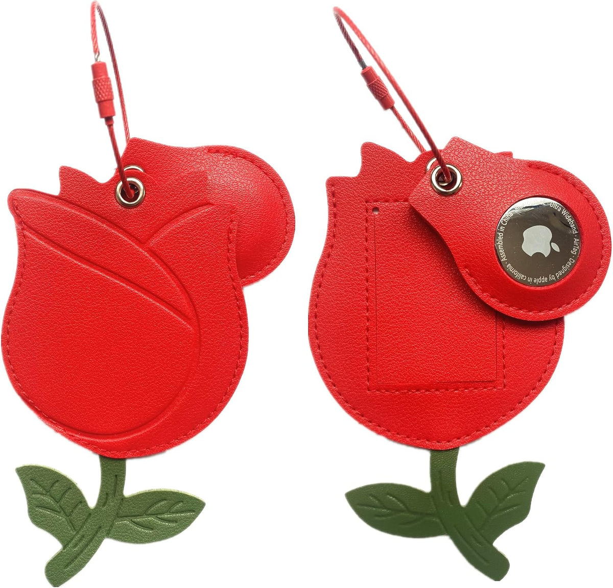 PU Leather Luggage Tag with Airtag Holder Case Set and Name ID Label