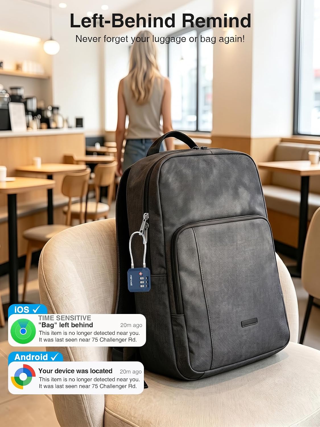 Miroddi TSA Lock for Luggage, Works with Apple Find My & Google Find Hub